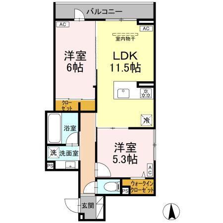 グランドゥール ラテール(2LDK/2階)の間取り写真