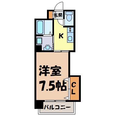 TRUSTY千代田(1K/8階)の間取り写真