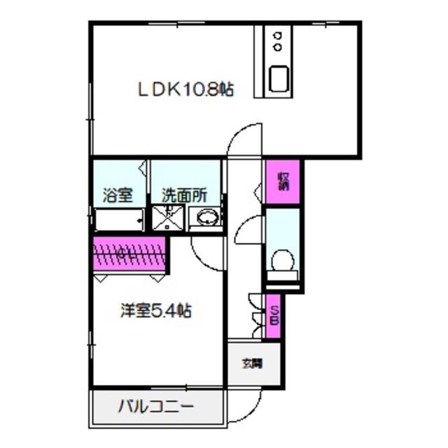 GRAN・CASA B棟(1LDK/1階)の間取り写真