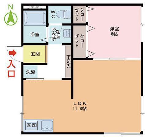 フォーブル城東(1LDK/2階)の間取り写真