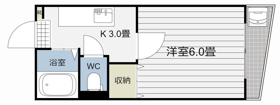 めまさビル(1K/4階)の間取り写真