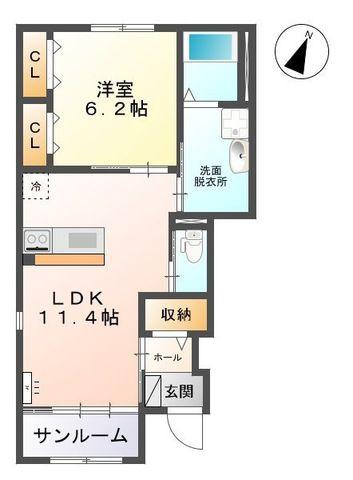 メルヴェーユII(1LDK/1階)の間取り写真