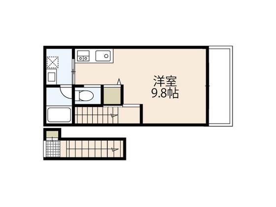 RIDERE己斐中(ワンルーム/2階)の間取り写真
