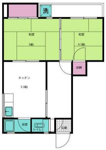 マンション一番(2DK/4階)の間取り写真