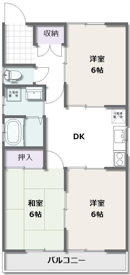 渡部アパート(3DK/2階)の間取り写真