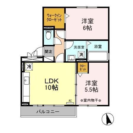 ペイサージュA/C(2LDK/2階)の間取り写真
