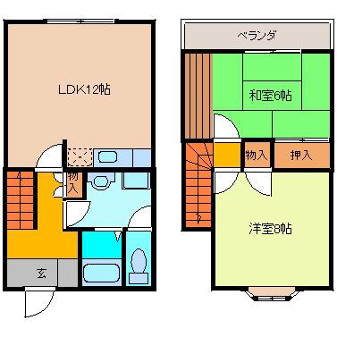 パールハイムI(2LDK/1階)の間取り写真