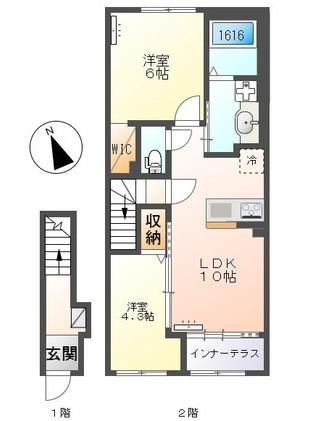 ロベリア(2LDK/2階)の間取り写真