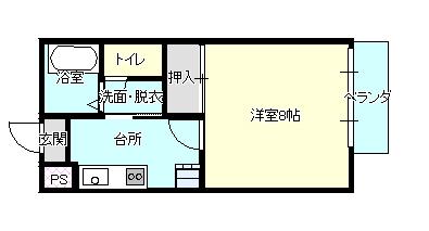 GB奥田(1K/2階)の間取り写真