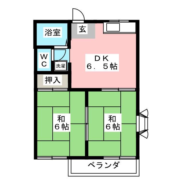 タンデム加藤(2DK/2階)の間取り写真