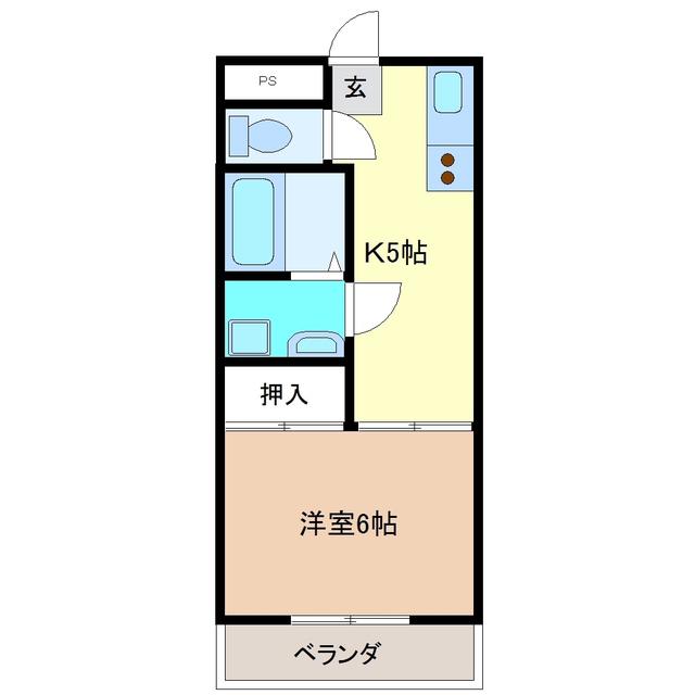 大国コーポラス パートII(1K/3階)の間取り写真