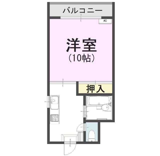 PLAZA磯部(1K/1階)の間取り写真