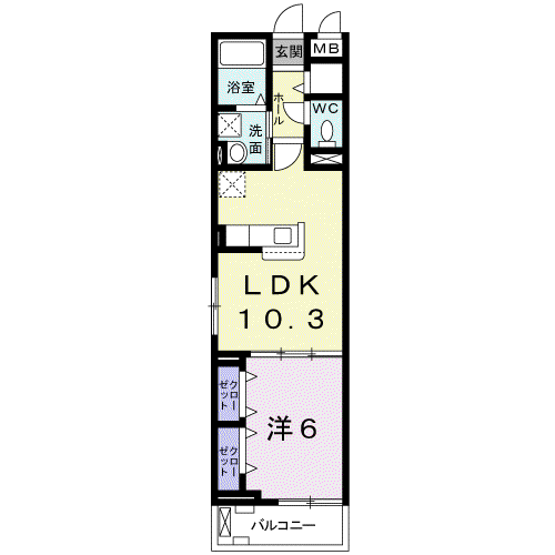 トゥジーテ(1LDK/2階)の間取り写真