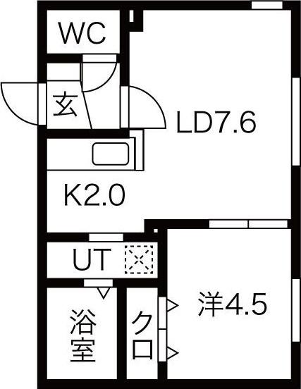 COLORE N15W1(1LDK/1階)の間取り写真