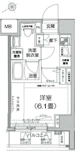 ルフレプレミアム芝公園(1K/6階)の間取り写真