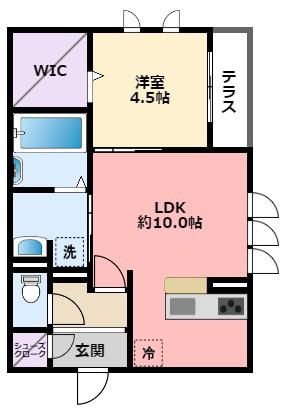 アクシス西宮北口(1LDK/1階)の間取り写真