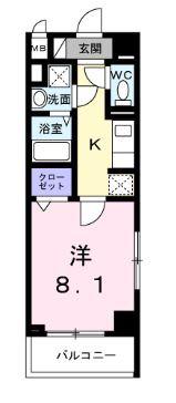 AHKS(1K/3階)の間取り写真