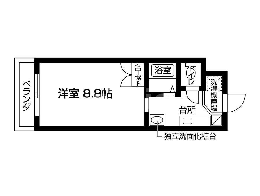 カレッジスクエア多摩(1K/3階)の間取り写真