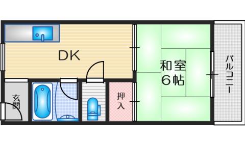正雀プラザ(1LDK/5階)の間取り写真