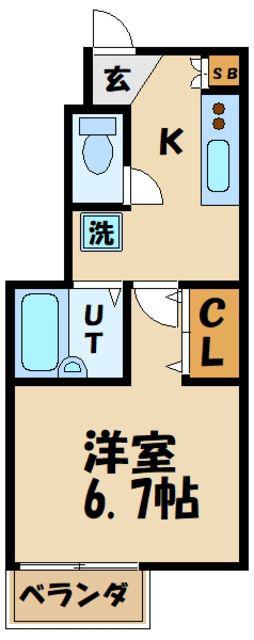 セレ千歳烏山(1K/1階)の間取り写真