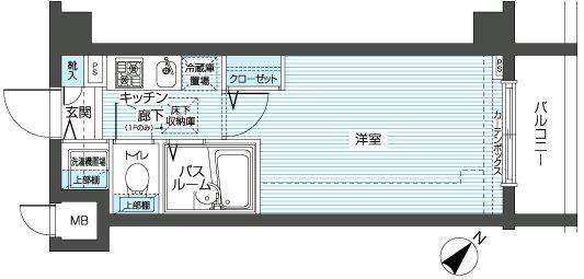 フェニックス新横濱エオール(1K/4階)の間取り写真