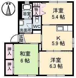 ドリームハイツKEN3(3K/1階)の間取り写真