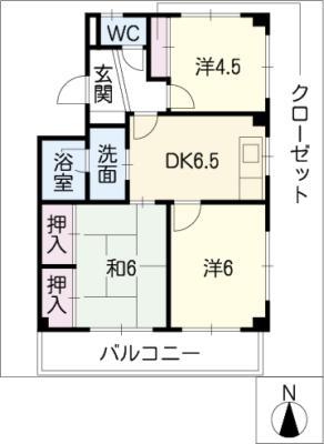 ヴィーダ 41(3DK/1階)の間取り写真