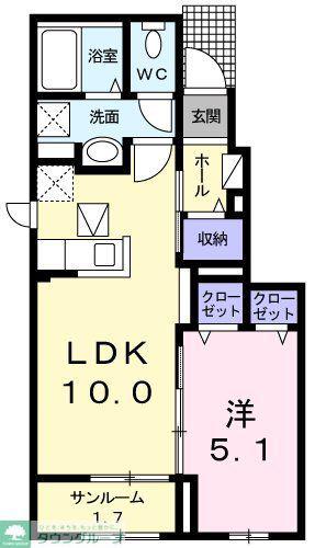 プラシードアルバV(1LDK/1階)の間取り写真