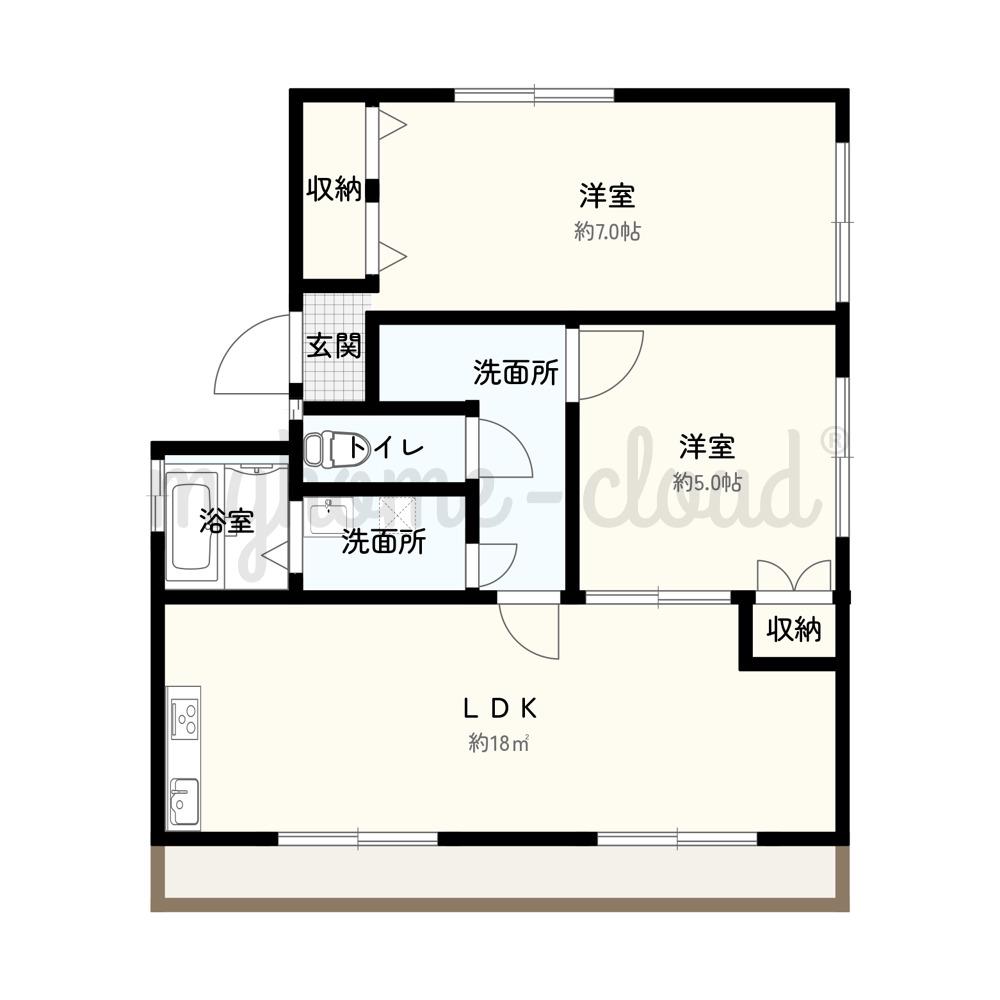 望月マンション(2LDK/1階)の間取り写真