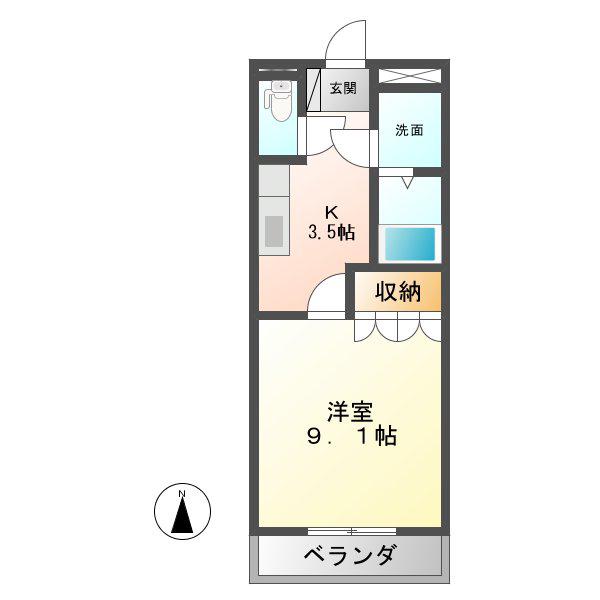 NKハイツII(1K/2階)の間取り写真