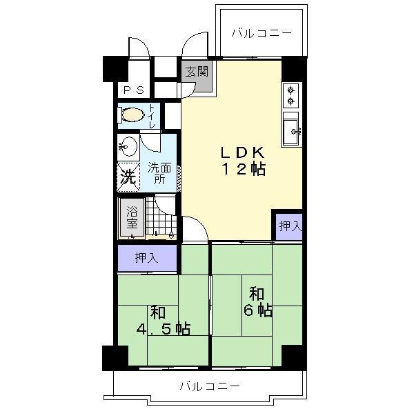 クラマエハイツ(2LDK/2階)の間取り写真