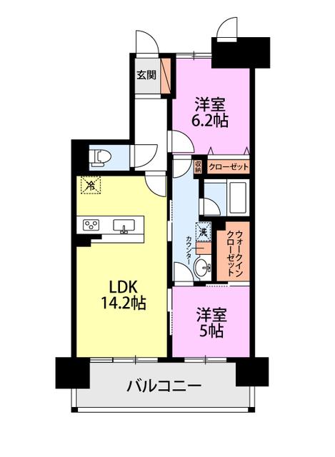グランドガーデン燕三条駅(2LDK/10階)の間取り写真