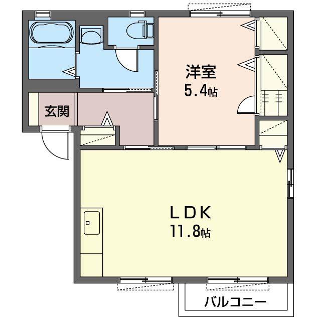レザムルーズA(1LDK/2階)の間取り写真