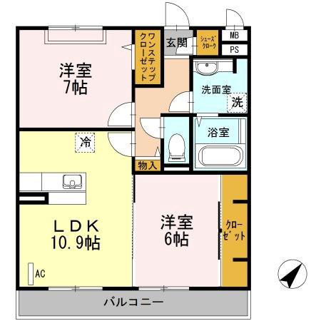 グランマール(2LDK/3階)の間取り写真
