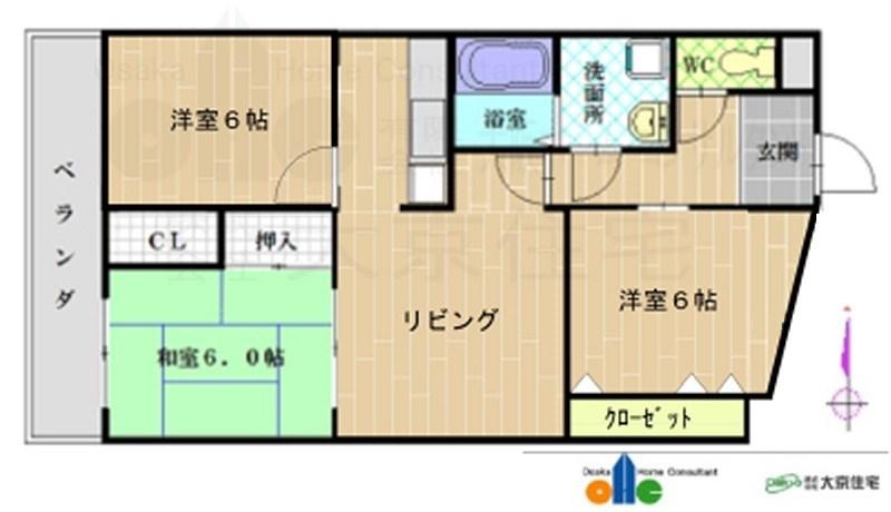 ヴィラはぎわら(3LDK/2階)の間取り写真
