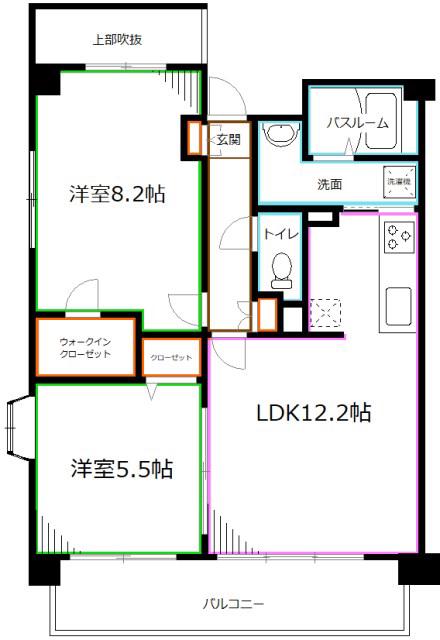 ティアヴェール(2LDK/1階)の間取り写真