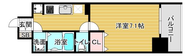 レオンヴァリエ大阪ベイシティ(1K/4階)の間取り写真