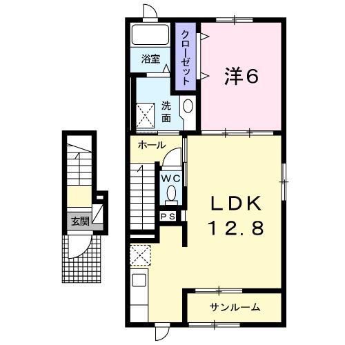サンリット フレスクーラ(1LDK/2階)の間取り写真