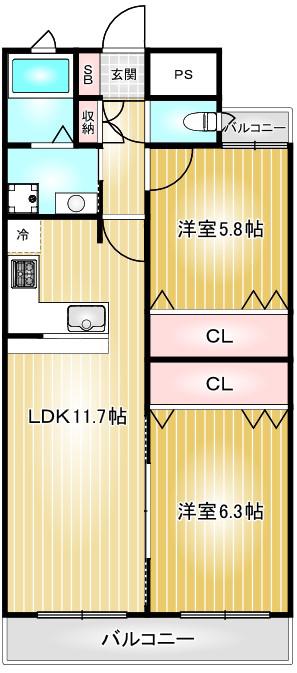 SOARII(2LDK/3階)の間取り写真