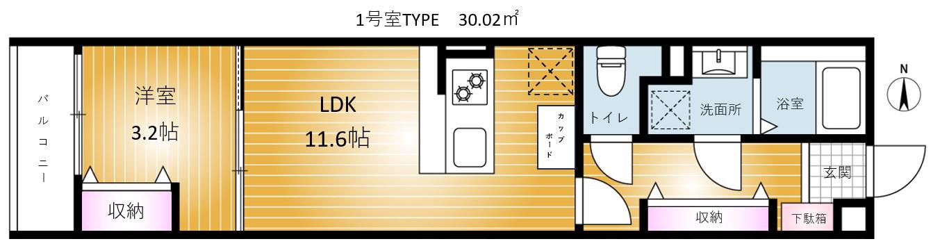 REVENE習志野(1LDK/1階)の間取り写真