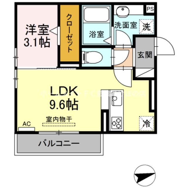 グランシャリオ芦原(1LDK/2階)の間取り写真