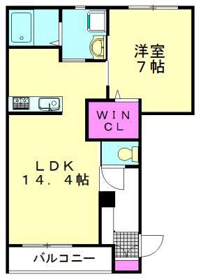 プルメリアA(1LDK/1階)の間取り写真