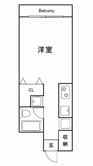 メゾンクレスト北大前(1K/4階)の間取り写真