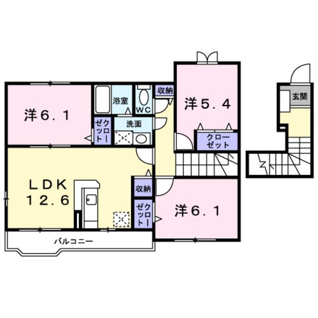 パークハイツ西田II(3LDK/2階)の間取り写真