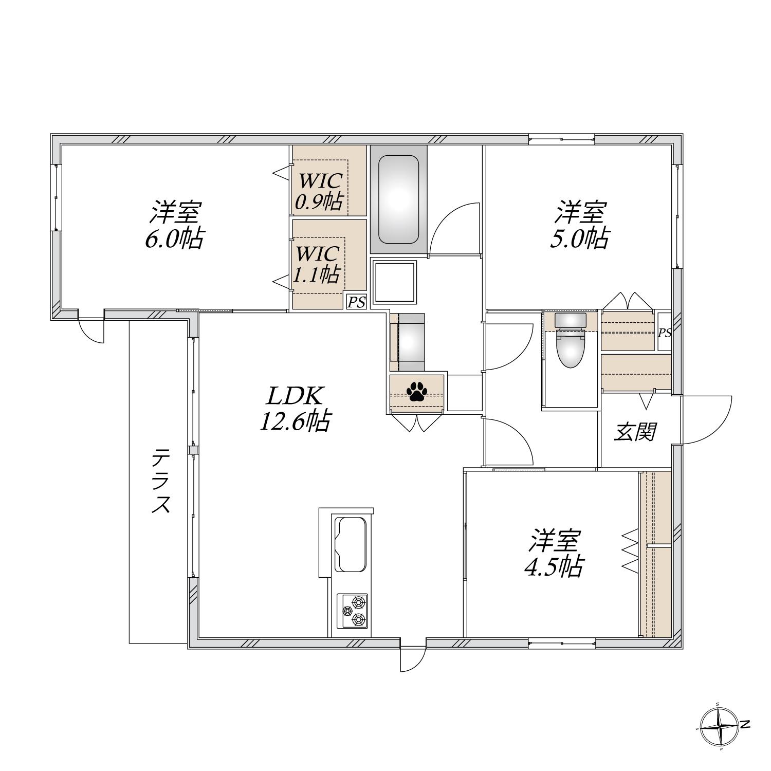 PRENDREII(3LDK/1階)の間取り写真