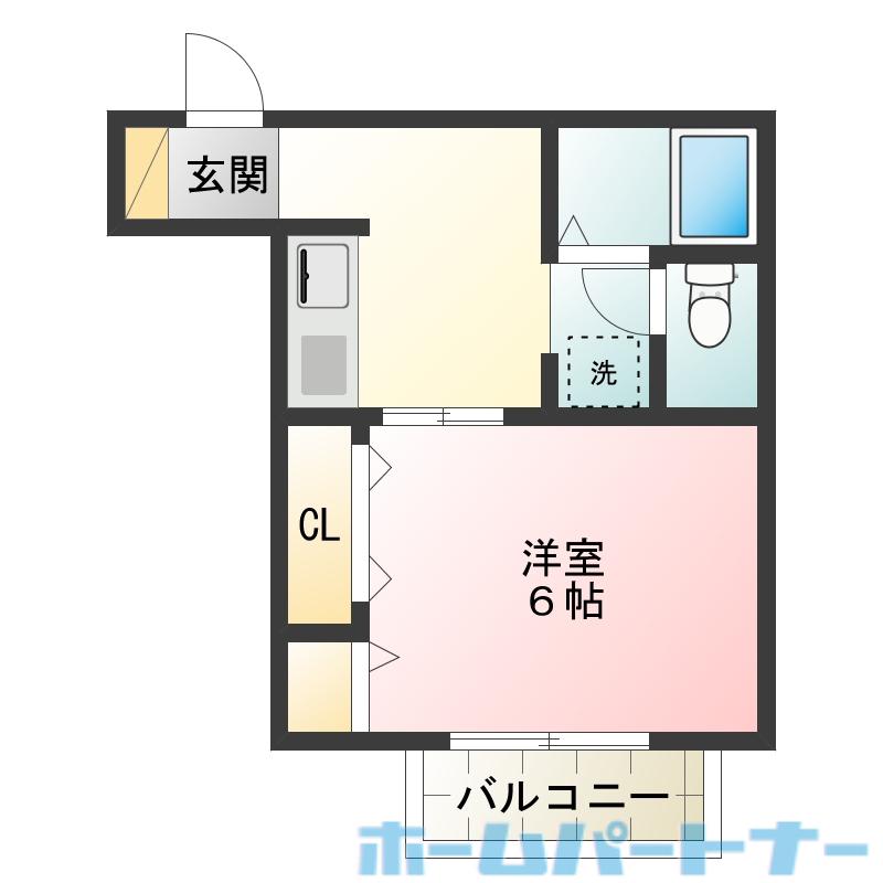 フレグランス麻植II(1K/1階)の間取り写真