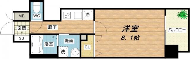 プレサンス堺筋本町駅前(1K/9階)の間取り写真