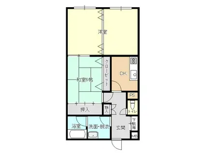 ロワイヤルユウ弘前富田(1LDK/1階)の間取り写真