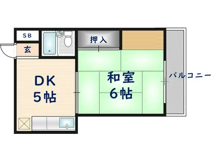 ビーコンハイツパート2(1DK/3階)の間取り写真