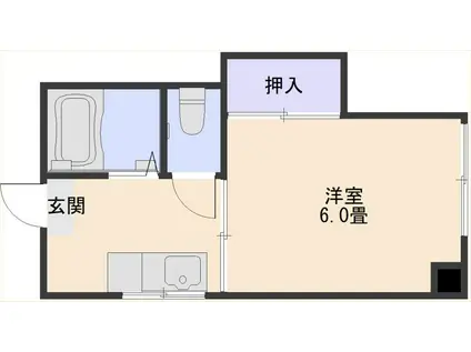 錦江台ハイツ(1K/2階)の間取り写真